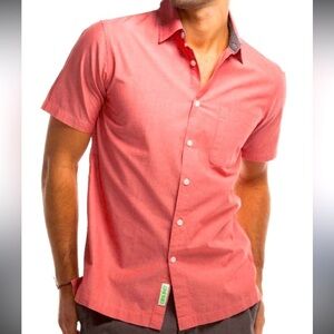 Cariloha Bamboo Men’s Shirt XL Red Short Sleeve Button Down